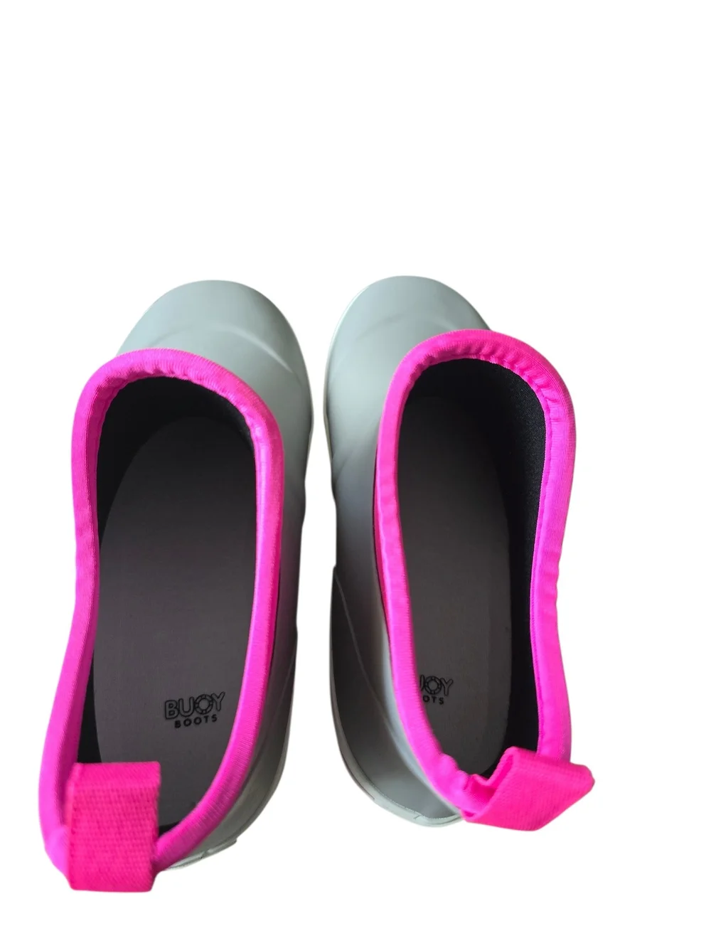 Buoy Chidren's Gray and Pink Rain Ankle Rubber Slip On Boots | Size 4